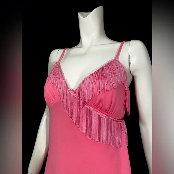 jcpenney | Dresses | 97s Pink Fringe Dress Wrap Vintage Shimmy Gogo Disco  Maxi Jcpenney Xs Long | Poshmark